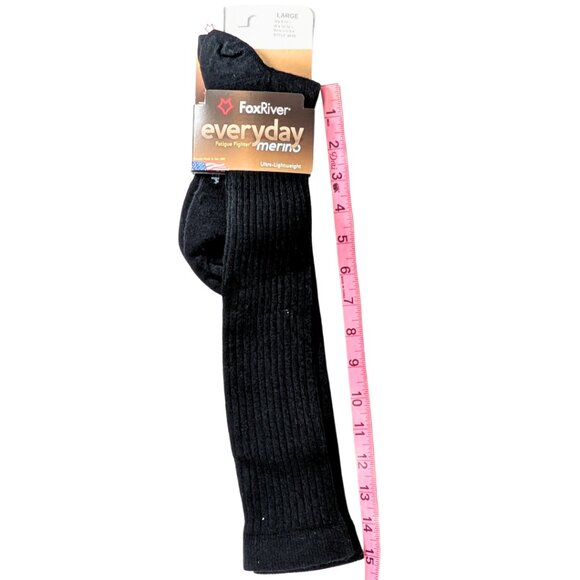 Fox River NWT Unisex Large Black Lightweight Knee Length Merino Wool Blend Socks - Picture 5 of 5